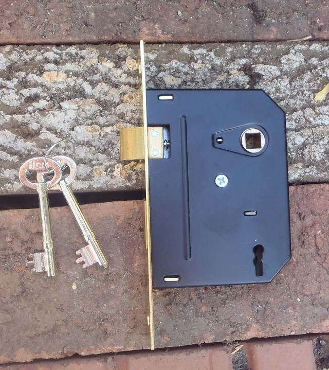 Vintage Mortise Door Lock Set with 2 Skeleton Keys in Windows, Doors & Trim in Sudbury