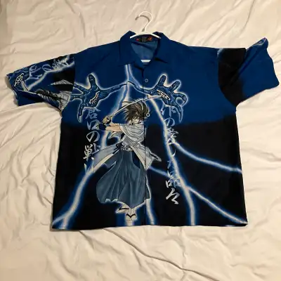 Rare Vintage Samurai Shodown "Seishiro Kuki" AOP Shirt Size L Million Guy No wear & tear or stains p...