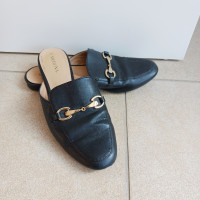 Black Leather Shoes Sandals / Mules - Size 6.5