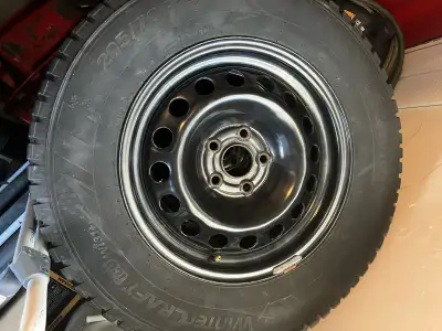 205/70r15 Kumho Wintercraft ice tires on steel rims. 5x105 bolt pattern. I believe they fit all year...