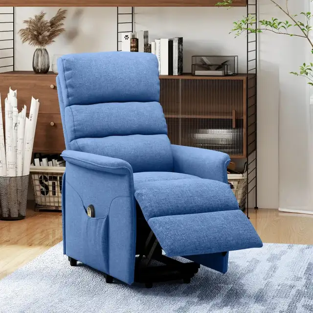 Electric Lift Recliner Chair with Remote Control, Blue  in Chairs & Recliners in Markham / York Region - Image 11