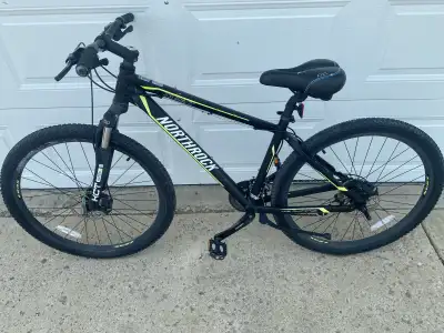 North rock 29” bike. Has a small hole in the seat, the kickstand is broken but an easy fix. Awesome...