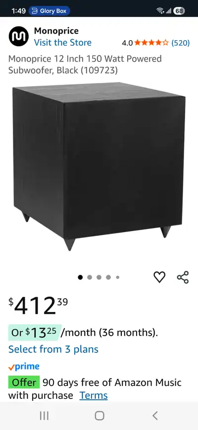 12" home sub - as new, View more