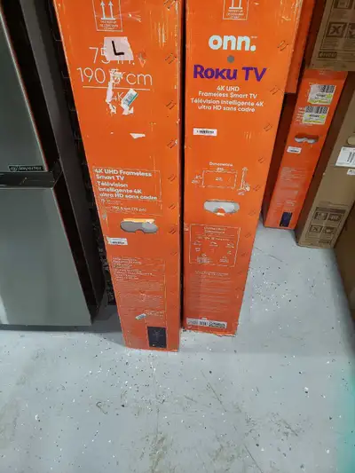 75" Smart tv SALE! onn. 75" 4K UHD HDR Frameless Roku Smart TV, View more