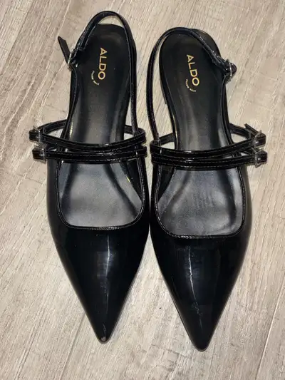 Aldo Black Pointed Slingback Flats., View more