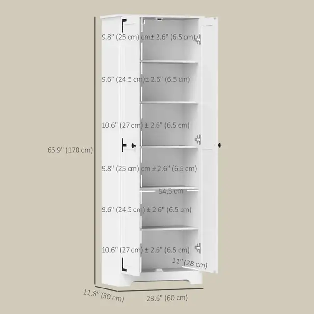 Tall 67" Farmhouse Pantry Cabinet with 2 Doors in Bookcases & Shelving Units in Markham / York Region - Image 3