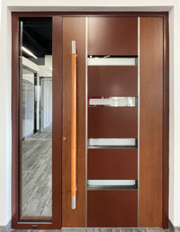 SHOWROOM BLOWOUT SALE - Brown entry door with sidelight aluminum