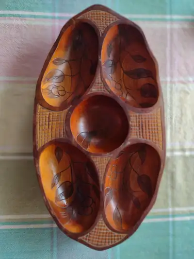 Vintage Hand Carved Wooden Tray/Bowl, View more