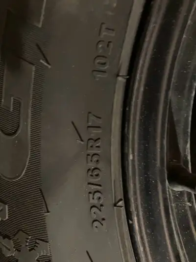 New tires/rims two years ago. Used one season. 226/65R17 Came off Chevy Equinox 2015