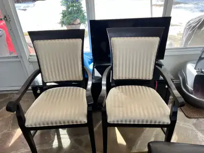 Pair of Upholstered Arm Chairs – Solid Wood Frame, View more