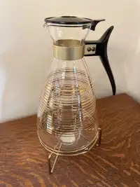 Vintage Pyrex Glass Coffee Carafe with warming stand