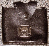 Leather Belt Pouch with Cross and Skull