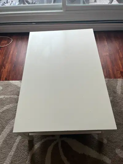 Modern White Coffee Table with Shelf – Great Condition -$29 only, View more