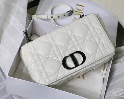 New Di0r Creamy White Calfskin Leather Caro Shoulder Bag Purse, View more