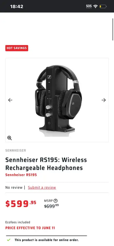 Casque sans fil Sennheiser RS195, View more