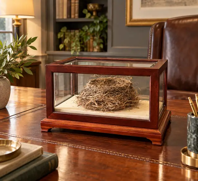 DELIVERY - Vintage Bombay Company Mahogany Glass Display Case wi