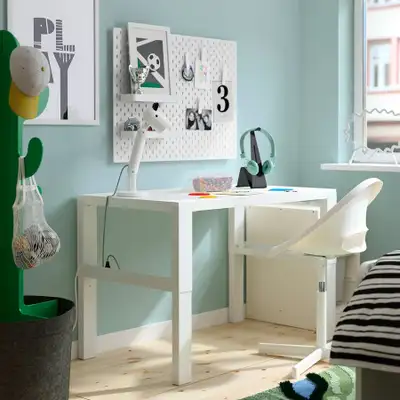 White Desk, height adjustable, 96x58 cm (37 3/4x22 7/8 "), View more