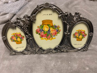 Vintage antique TRIPLE Oval FRAME Photo box classic style