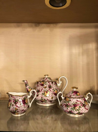 Royal Albert OCR ruby celebration pink chintz tea set