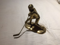 Vintage Heavy Brass Hockey Player Figure