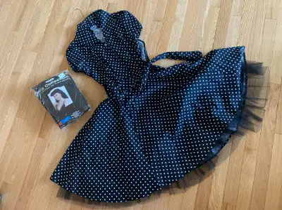 Rockabilly dress and Wig New, Never used. My daughter purchased this to wear for Halloween one year...