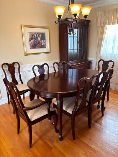 Gibbard Dinning Set - 8’ Table, 8 chairs and China Cabinet Hutch, View more