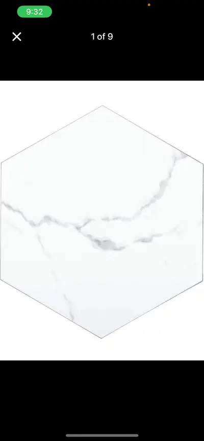 BaseCore HEX Hexagon Vinyl Flooring White Marble 5.75" DIY Self , View more