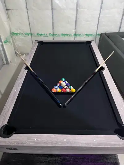Pool Table With Grey Wood Frame, View more