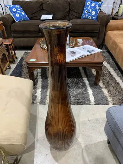 Brown 39” Tall Ripple Glass Vase, View more