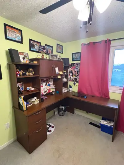 Desk and book case, View more