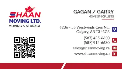 SHAAN PROFESSIONAL MOVERS  CALGARY MOVING STARTS FROM $90 HOURLY, View more