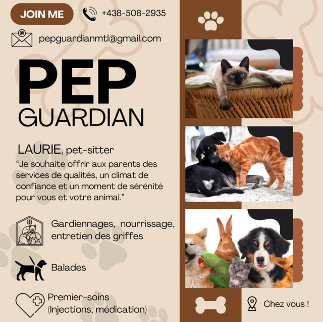 Pet Sitting (garde d’animaux à domicile et promenade) dans Services pour animaux  à Ville de Montréal