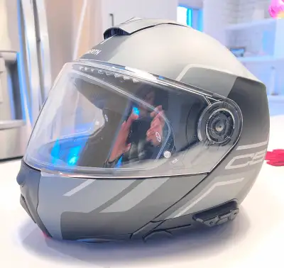 Large size Schuberth C5 helmet in Master Grey finish with integrated Schuberth SC2 Advanced Communic...