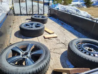 215/60R17 tires with rims (3 matching, 1 non matching rim). Only used about 6 months