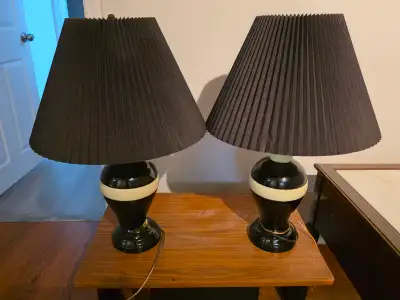 Matching Vintage Black/Cream Table Lamps, View more