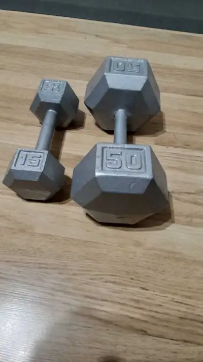 15, 50 Lbs. Single Dumbbells , View more