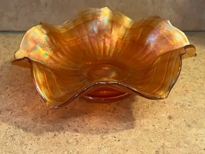 Vintage Fenton Marigold Carnival Glass Ruffled Bowl Dish 6.5 x 3, View more