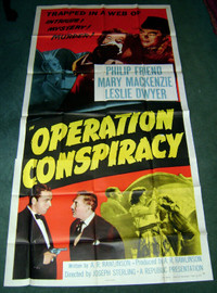 Rare 1957 Operation Conspiracy large 3 Sheet movie poster 81x27