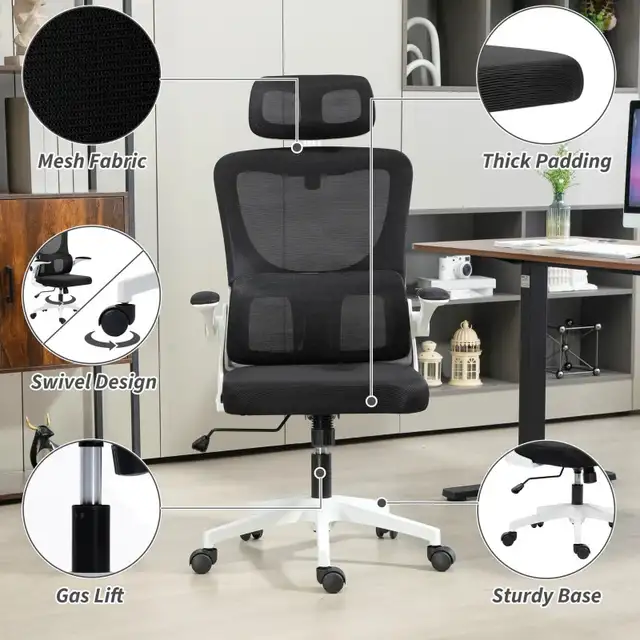 High Back Office Chair, Mesh Computer Desk Chair with Rotatable  in Chairs & Recliners in Markham / York Region - Image 6