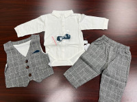 Gray Bowtie Vest Pant & Shirt Holiday Set Size 80 or 6-12 Months