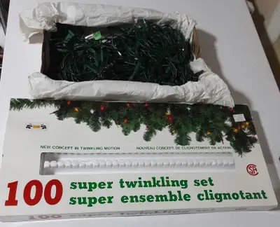 1980s Vintage 100 bulb clear Super Twinkle Lights with Switch, View more