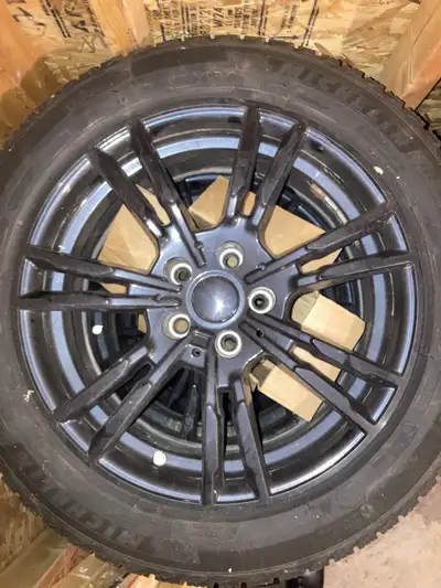 2021 BMW 330i xDrive 17” Wheels and Tires Fast Wheels Replika R231 Gloss Black 17” Michelin X-Ice Sn...