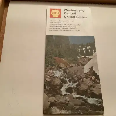 Vintage Advertising Shell Gas Road Map of West and Central US, View more