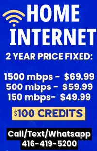 BEST HOME INTERNET ** $100 CREDITS ** SPECIAL PLANS - HIGH SPEED
