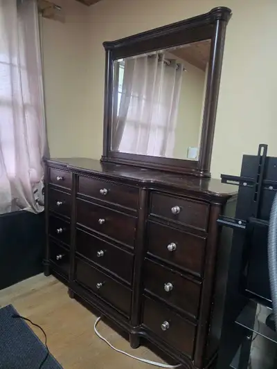 Wooden 12 drawer dresser with optional mirror, View more