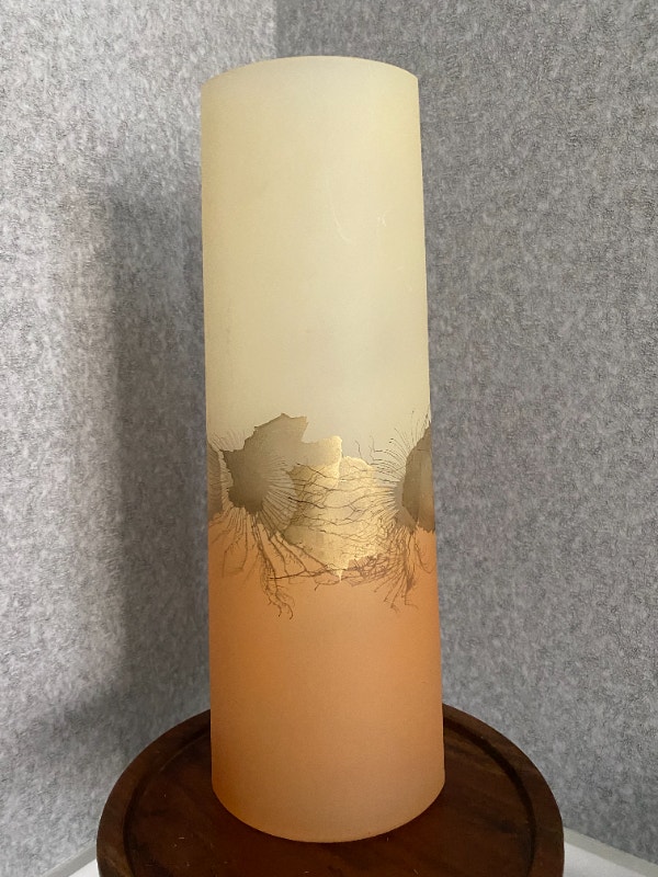 Stunning Slender Orange Melon and Cream Vase 14 1/2 Inches Tall Arts