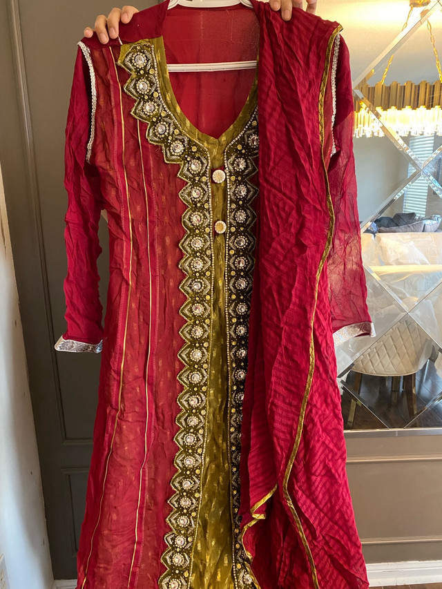 Eid Outfit Pakistani Indian Shalwaar Party Wear Outfit In Red in Women's - Dresses & Skirts in City of Toronto - Image 2