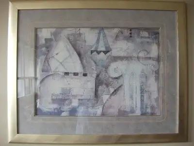 Abstract in gold frame, 39" x 30", View more