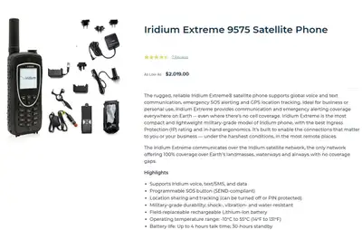 Iridium Extreme 9575 Satellite Phone, View more