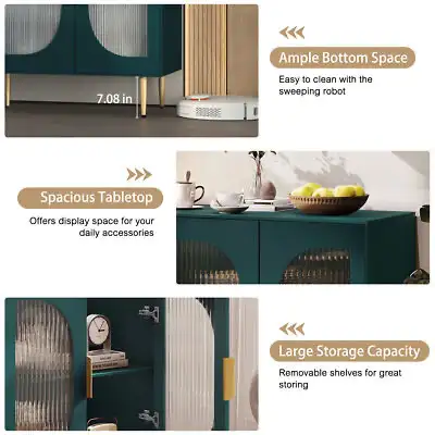 Sideboard Buffet Cabinet with Glass Doors Wood Accent Cabinet wi in Hutches & Display Cabinets in Markham / York Region - Image 9